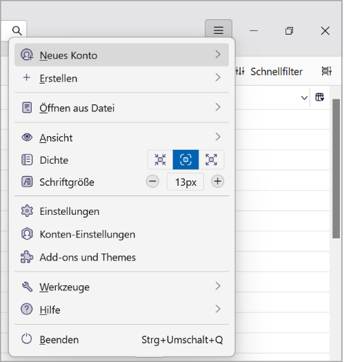 Thunderbird Konto anlegen