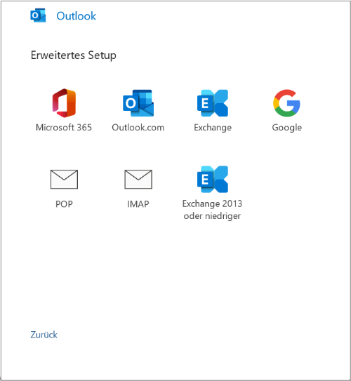 Outlook Auswahl IMAP oder POP3 Outlook Auswahl IMAP oder POP3